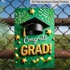 Plat 2D 1 pièce "Félicitations DIPLÔMÉ(E) !""" Panneau Décoratif Mural en Métal Aluminium - 20x30 cm Décor de Remise de Diplôme Vert & Doré, Art Mural Chapeau de Diplômé & Feux d'Artifice, Parfait pour"""