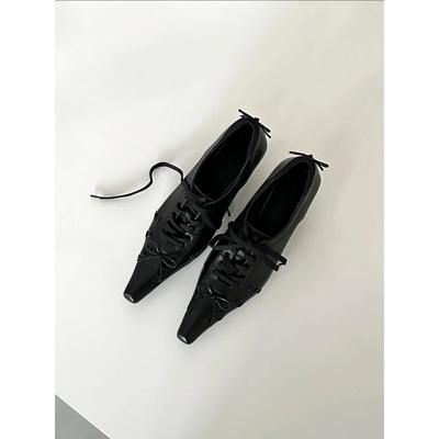 Gothic Sle Pointed Toe Witch Shoes Women's Retro Square Head Thin Heel Faionable Leather Shoes Ele Design Low Heel
