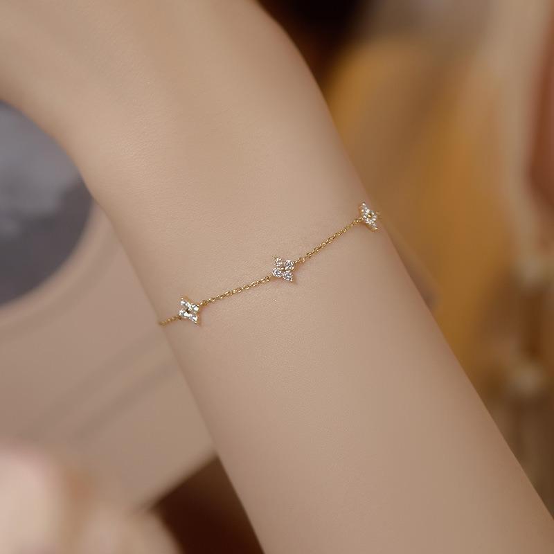 925 Silver Zircon Flower Bracelet For Women Luxury Charm Jewelry Gifts Birthday Party Elegant Chain Bracelet