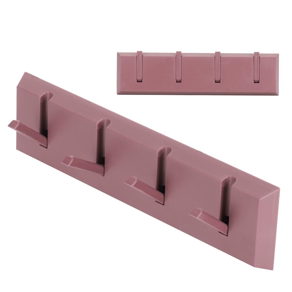 Wall Row Hook Punch Free Coat Key Holder Door Hat Hanger for Bathroom Wall Door Decor(Dark Salmon )