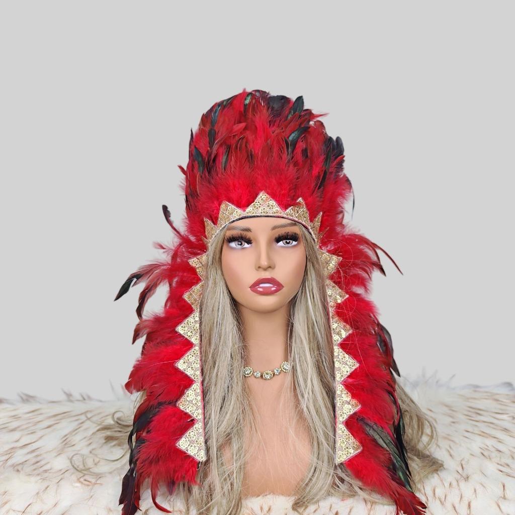 Indian Chief Feather Headdress Carnival Stage Cosplay Halloween Party Decor Hat