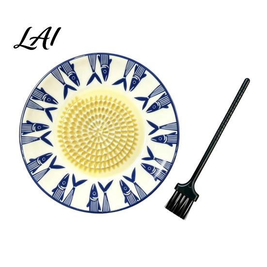 Ceramic Garlic Grater Ginger Grater 2-in-1 Manual Shredder Plate for Kitchen Cooking Flat Durable Gadget Base Easy-Clean Tool Fresh Fruit Puree And