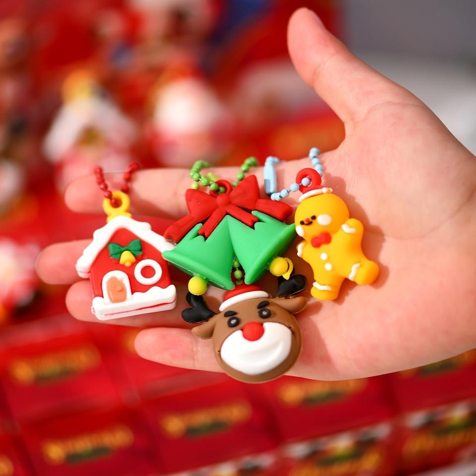 24pcs Christmas Blind Box Toys Santa Snowman Reindeer Collection Keychain Surprise Box for Kids Adults Christmas Party Gifts