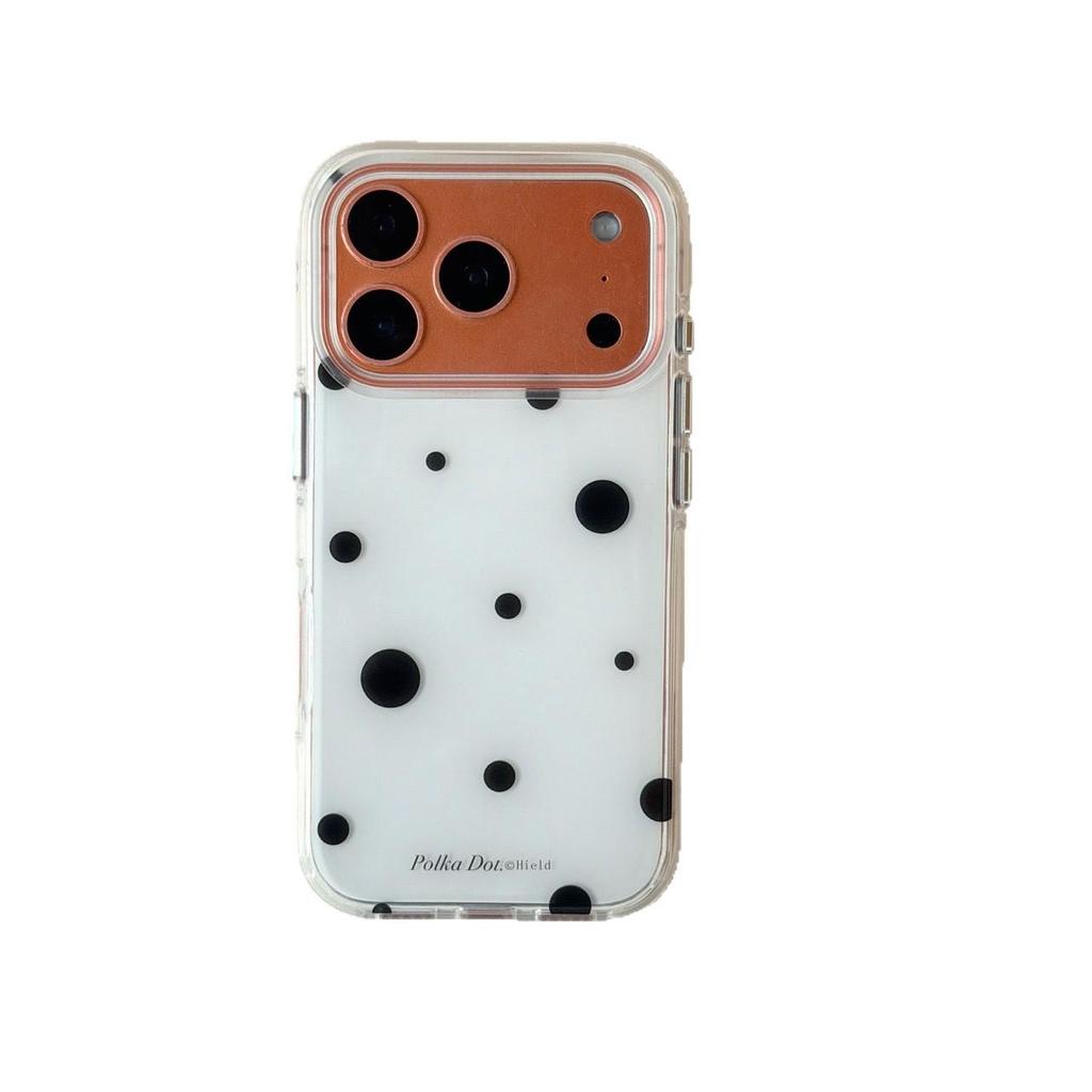 Fashionable Polka Dot iPhone Case for Models 14, 15, 16, and 17 Pro Max - Fits Large and Small Sizes, Sleek Black Design for Women