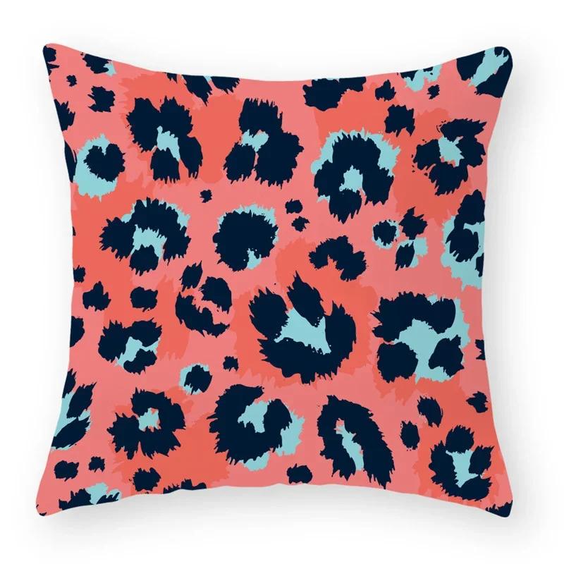 Kissen Überwurf Bezug Heimdekoration Wohnzimmer Sofa Sitz ful Leopardenmuster Polyester Kissen,(2)