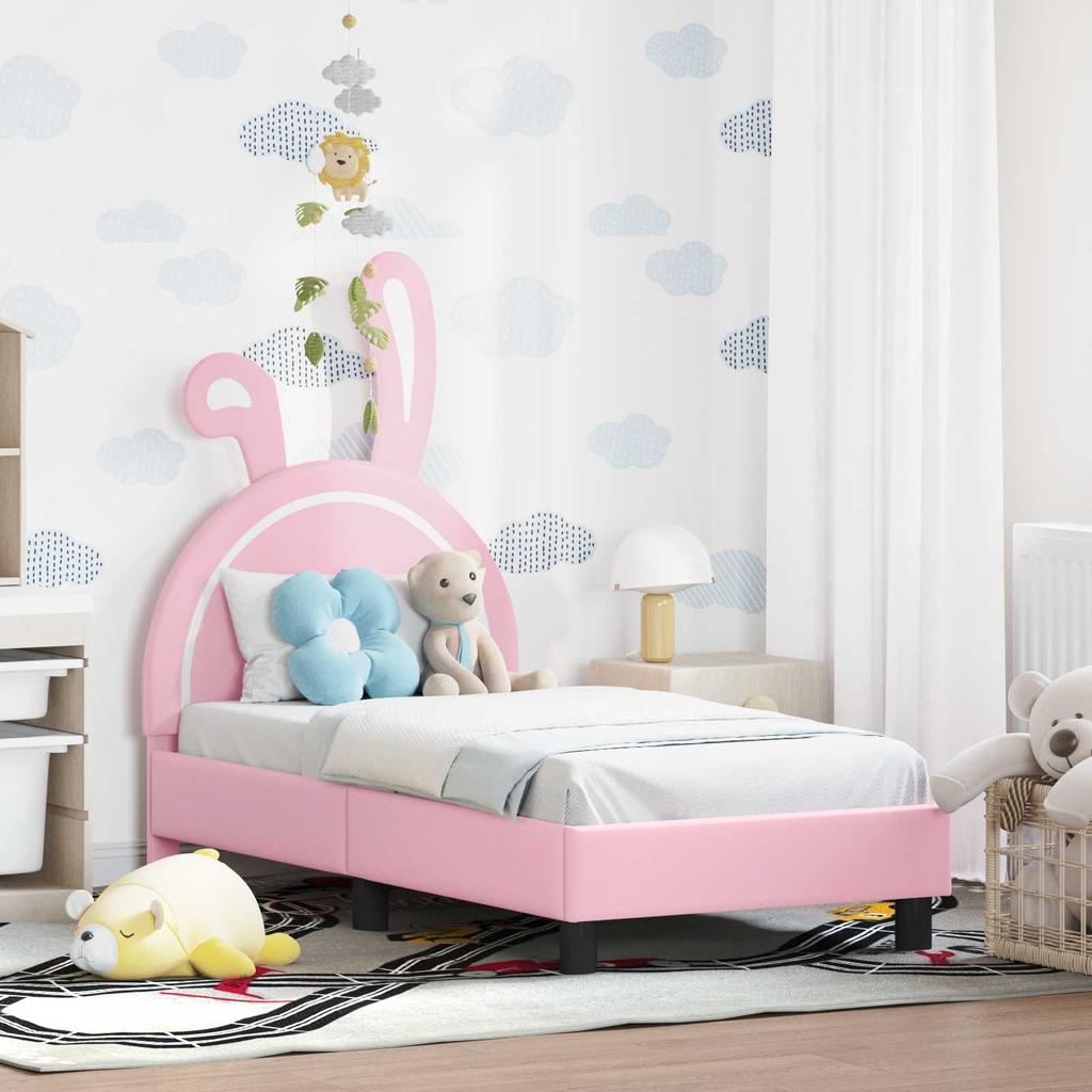 Children S Bed Frame with Headboard Pink 70 X 140 Cm PU