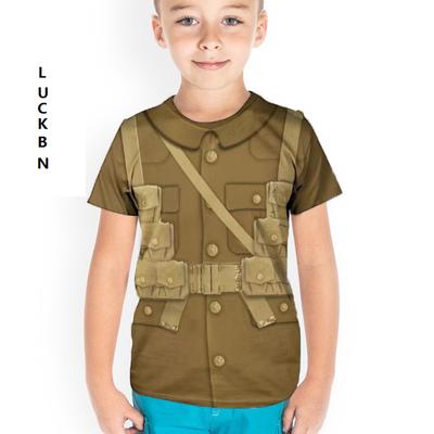 T-shirt per bambini Casual a maniche corte T-shirt con stampa 3D Ragazzo Sii un Soldato Top Elemento di moda Abbigliamento