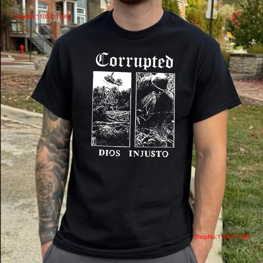 Corrupted Band Black T Shirt S 5xl Long Or Short Sleeves Vintage Washed Stretched Top For Everyday Wear Stylish Comfortable