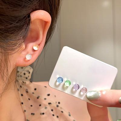 Resin Round Earrings Ins Simple Stud Earrings Fashion Versatile Temperament Earrings Women