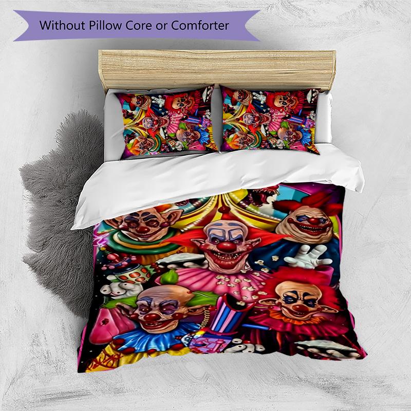 Horror Clown Circus 3pcs Bedding Set Duvet Cover Closure Includes 1 Duvet Cover & 2 Pillowcases for All Seasons Bedroom Home Dorm Decor