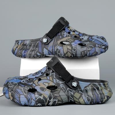 Fashion Summer Men Hole Shoes EVA Thick Bottom Slippers Casual Non-Slip Outdoor Slippers Beach Water Shoes Home Casual Slide Sandals