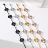 Acciaio al Titanio 15mm Bracciale Quadrifoglio Doppio Lato Fortunato Quadrifoglio Laser Cinque Fiori Bracciale