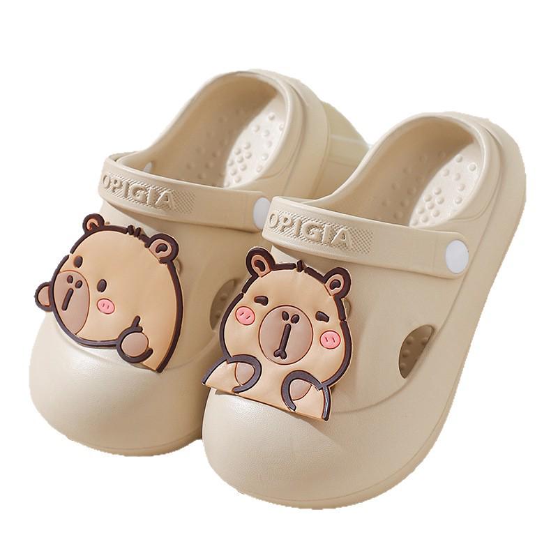 Children's Non-slip Cartoon Beach Slippers, Closed-toe, Ages 6-12, Two-way Summer Wear