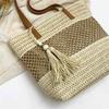 Geantă de plajă din paie țesută pentru femei, geantă de mână de vară, geantă de umăr din ratan natural, geantă stil casual de vacanță