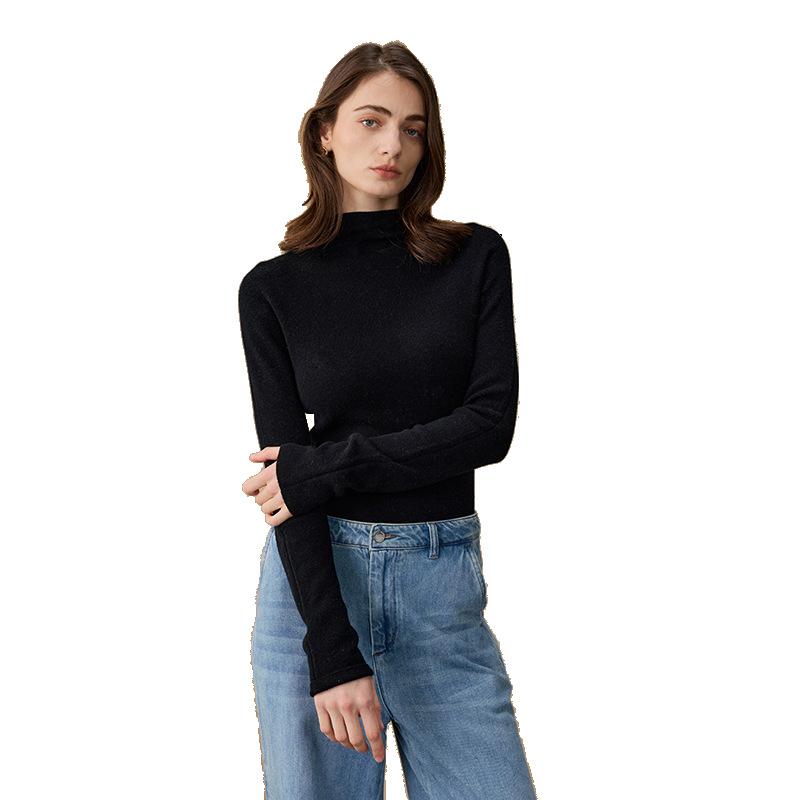 Autumn and Winter Cashmere Bottoming Shirt Wool Knitted Semi-turtleneck Pullover Knitted Sweater for Women