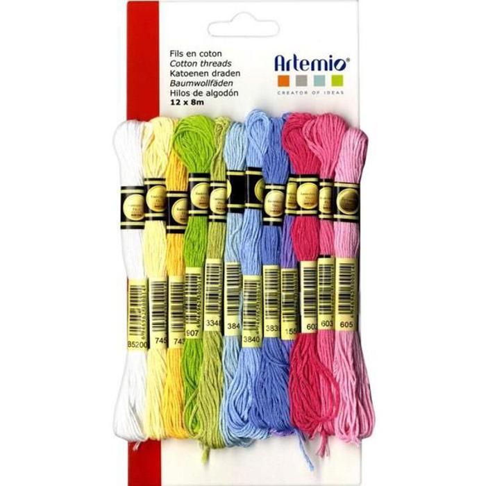 12 fils coton multicolores x 8 m - Printemps