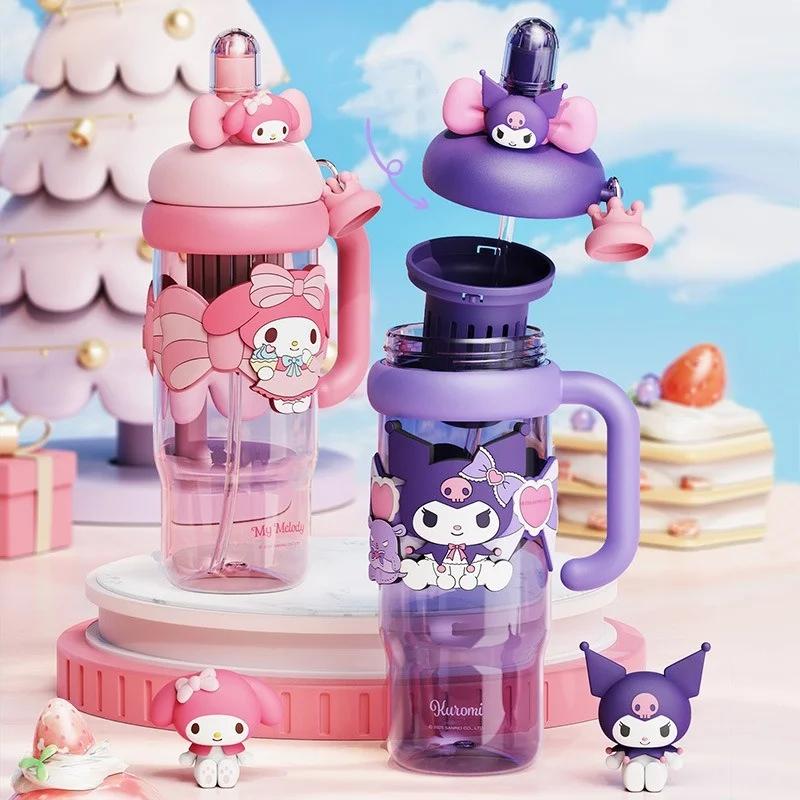 X&W 1200ml Large Capacity Drinking Cup with Straw Tea Separator Cartoon Pattern Cup Sleeve Juice Cup Seal Leakproof Space Cup