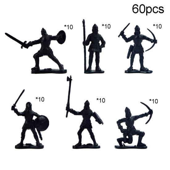 60Pcs/Set Mini Simulation Warriors Ancient Soldier Figures Static Model Kids Toy
