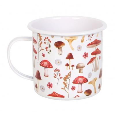 Emaille-Tasse mit Pilz-Allover-Print
