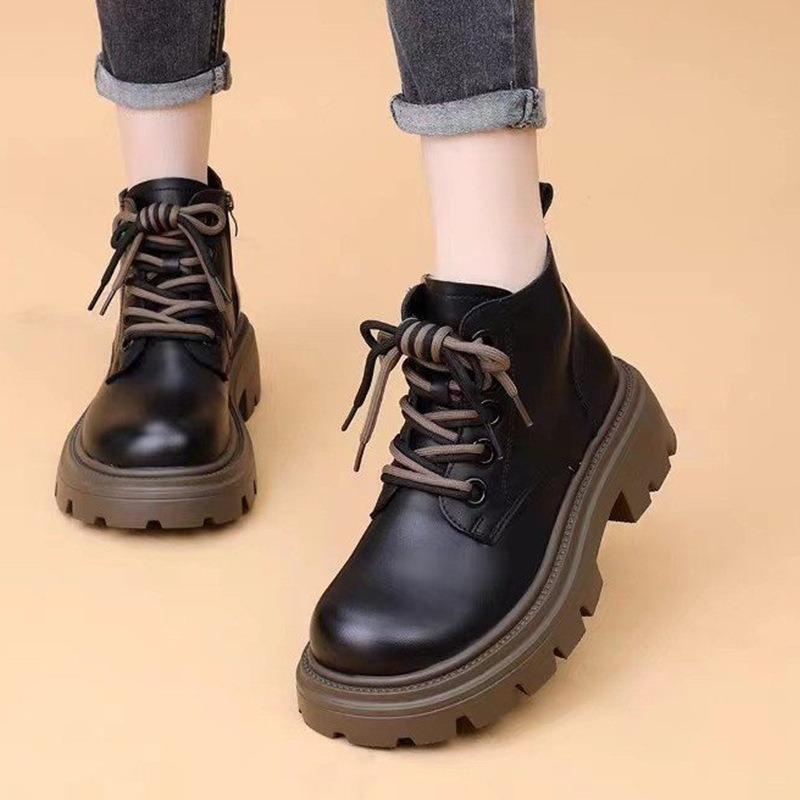 Women's Thick-soled Non-slip Short Leather Boots