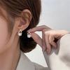 Fashion Cross Stud Earrings for Women Girls Korean Style Elegant Crystal Jewelry Ear Rings Fishtail Lady Earrings Gift