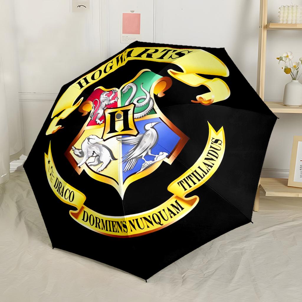 Hogwarts Crest Symbolism Outdoor Automatic Umbrella with 8-Rib Sturdy Construction Perfect for Outdoor Adventures Fashion Lovers Best for Christmas