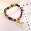 Colorful Natural Stone Bracelet with Floral Pendant, Ethnic Style Bracelet, Perfect Gift for Girlfriend or Best Friend, Suitable for All Seasons