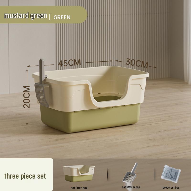Giant Semi-Enclosed Anti-Splash Deodorizing Cat Litter Box with Mat