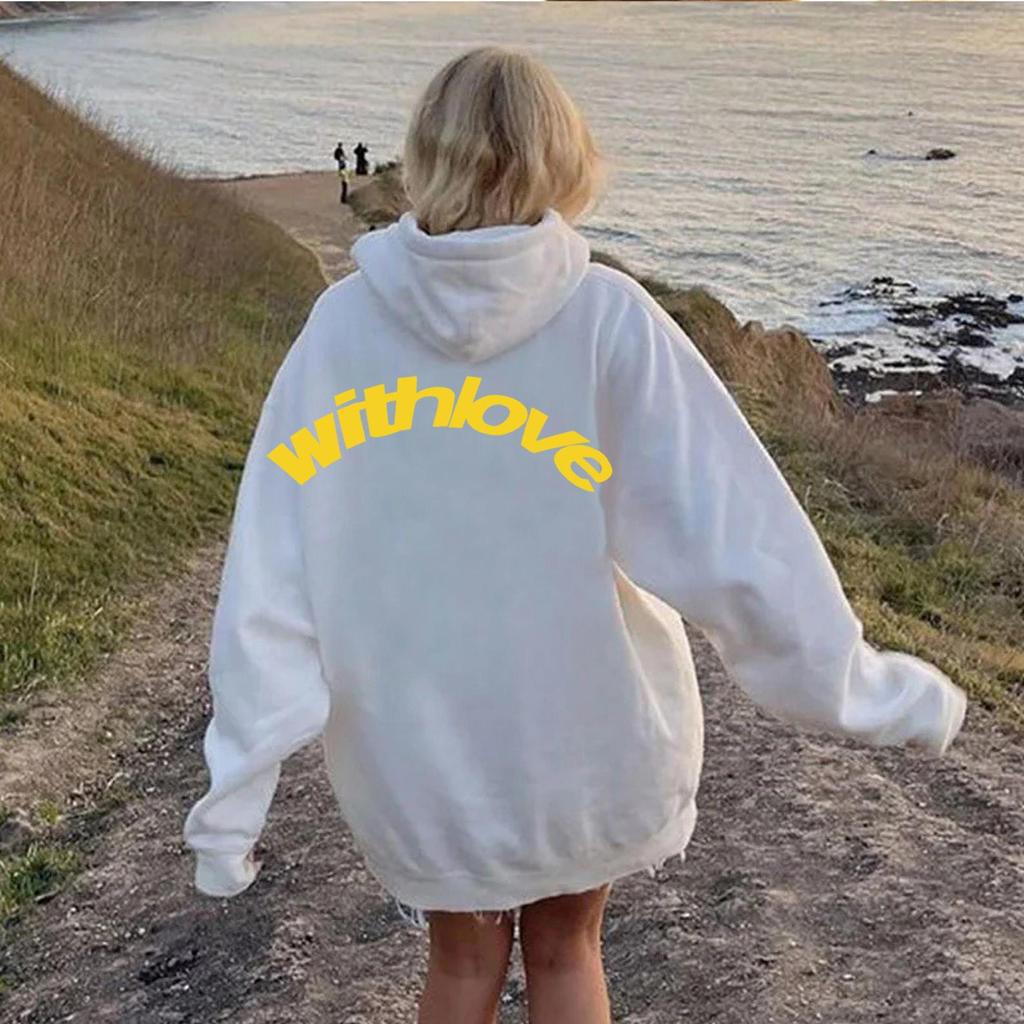 Oversized Unisex Trendig Huvtröja - Nedhasad Axelstil för Höst/Vinter