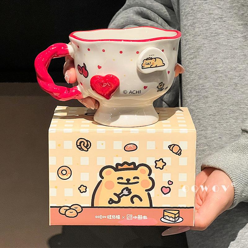 Bear bug joint mug female 2025 new high-value ceramic cup household coffee cup couple birthday gift 360ml