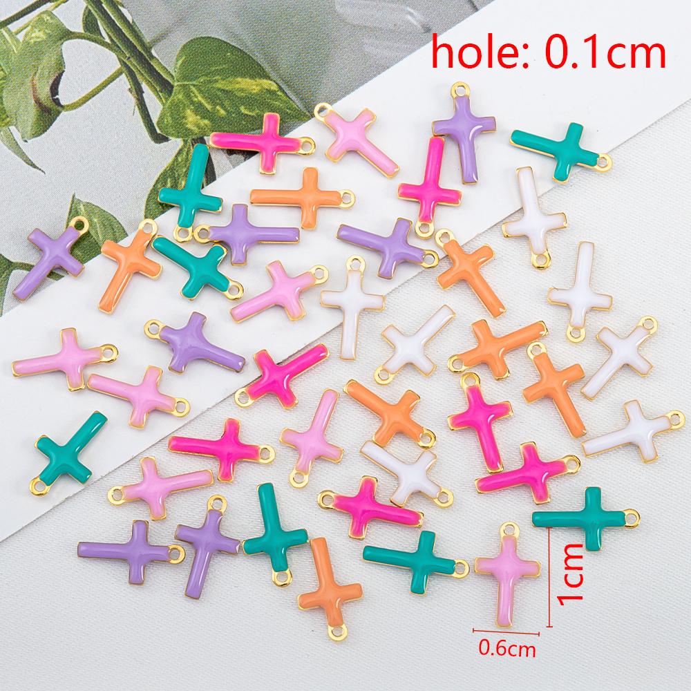 20pcs Stainless Steel Enamel Colorful Charm Cross Heart Moon Star Pendant for DIY Women Jewelry Making Necklace Earring Supplies