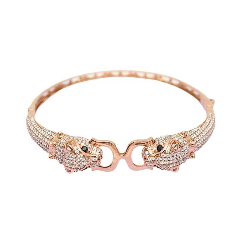 Purple Color Luxury Micro-inlaid Fashionable Leopard Head Bracelet