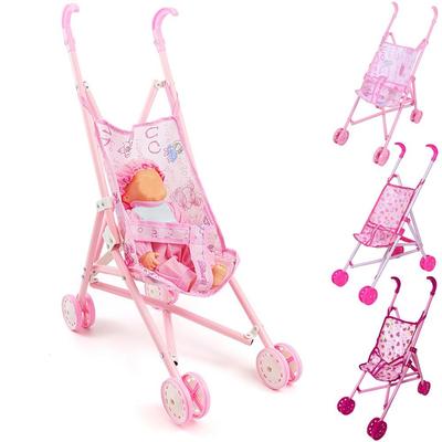 Foldable Dolls Pram Multicolor Doll Handcart Creative Baby Walker  For Boys Girls