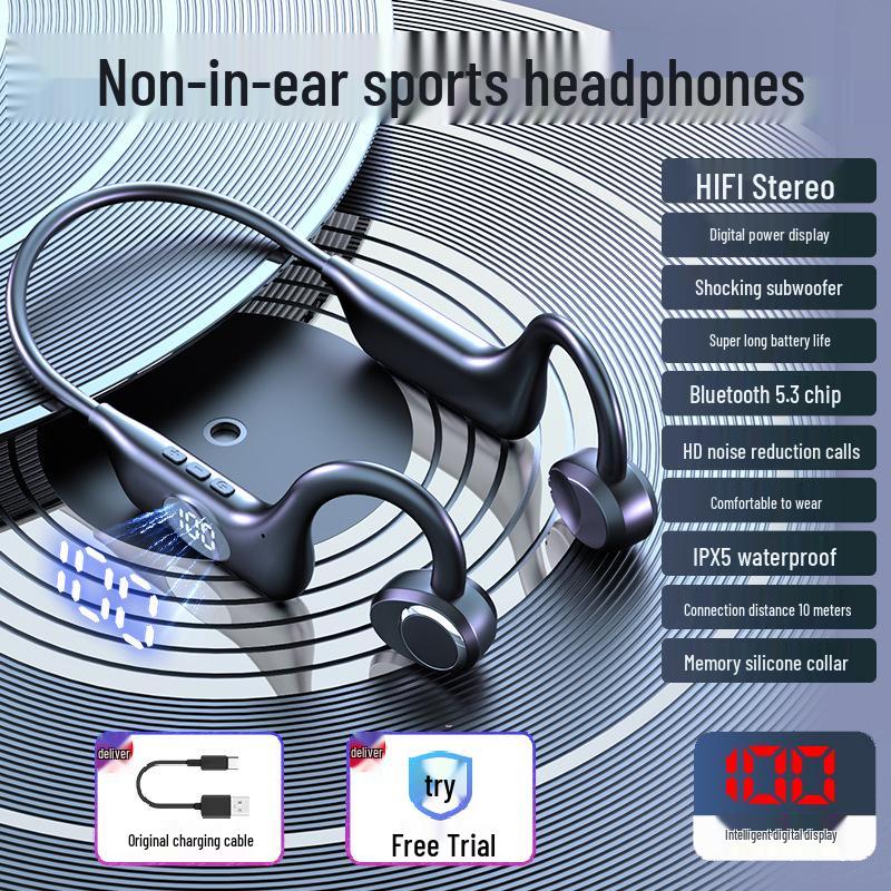 

Fenshi 03 Bluetooth In-Ear Sports Air Conduction Earphones with Dual-Channel Stereo and Card Slot Compatibility.