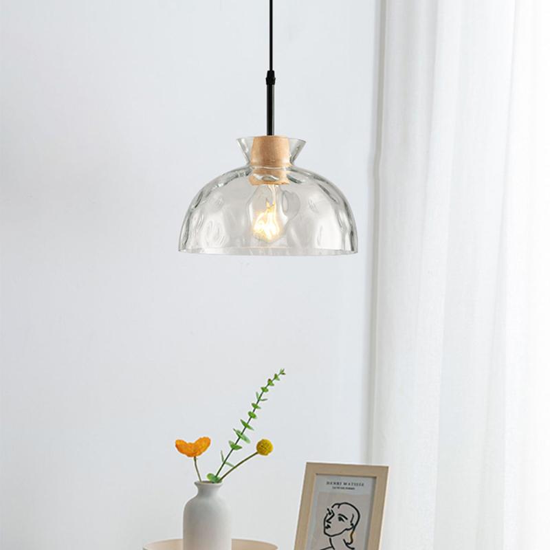 Nordic Glass Pendant Lights LED Wood Decorative Hanging Lamps For Dining Room Living Room Bedroom Study Indoor  Lighting Fixture