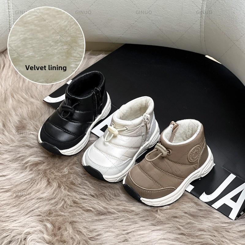 Winter Snow Boots Tarpaulin Girls Cotton Shoes Boys Fleece Boots