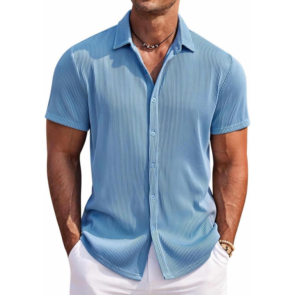 Men's Loose And Casual Short-sleeved Lapel Corduroy Shirt