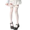 Japanese Style Fishnet Thigh Highs Stockings for Women JK Girl Flower Patterned Lace Ruffle Trim Frilly Over Knee Socks