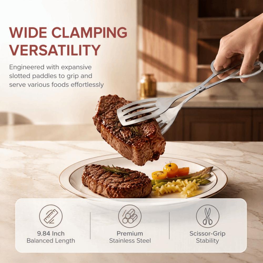 2 PCS Rust Proof Food Tongs Silver Buffet Tongs Durable Serving Tongs Salad Cake Bread