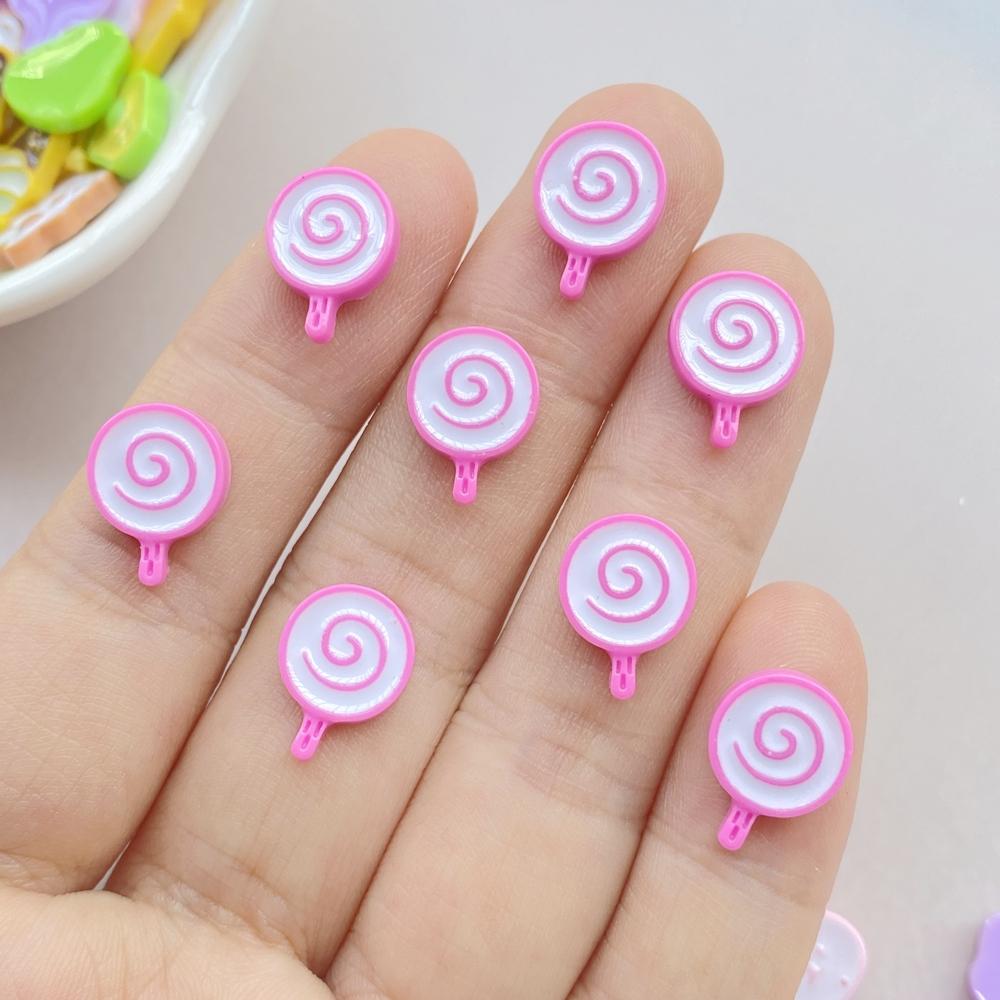 50Pcs Cute Resin Cartoon Strawberries, Cherries, Lollipops, Cakes Flat Back Scrapbooking DIY Jewelry Craft Decoration Accessorie