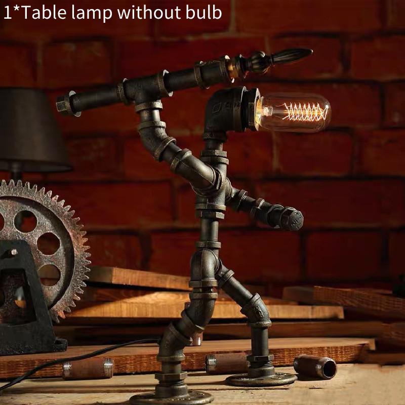 Vintage Industrial Style Water Pipe Robot Table Lamp Perfect For Coffee Bars And Desks