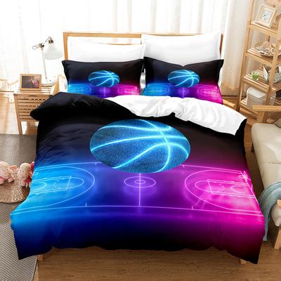 Juego de Cama de Baloncesto de Tres Piezas Estampado Digital 3D Juego de Colcha de Dos Piezas