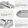Butter Dish with Lid, Stainless Steel Butter Keeper Container for Countertop Butter Holder with Handle Cover Cheese Container Classic Butter Tray