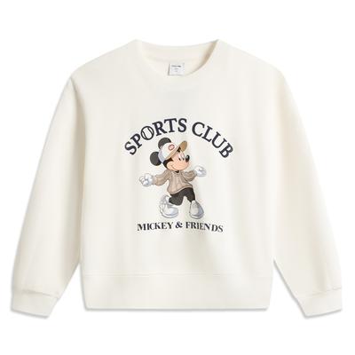 Li Ning X Disney Mickey Series Simple Versatile Comfortable Loose Casual Sports Sweatshirt Women Sweatshirt AWDVD44-1