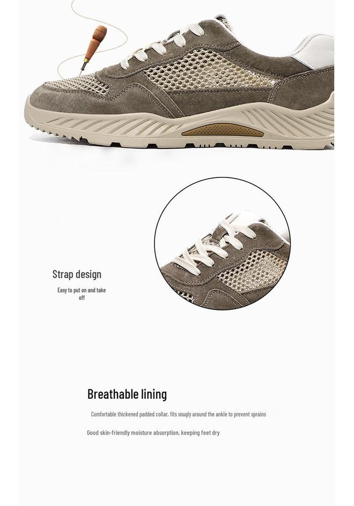 Men's Lightweight Versatile Mesh Low-Top Casual Shoes: Fashionable, Breathable, Outdoor-Friendly