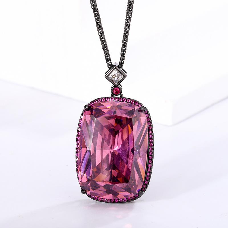 Jewelry Copper Bottom Gold Plated Fashion Imitation Emerald Square 20 * 28 Pendant Necklace