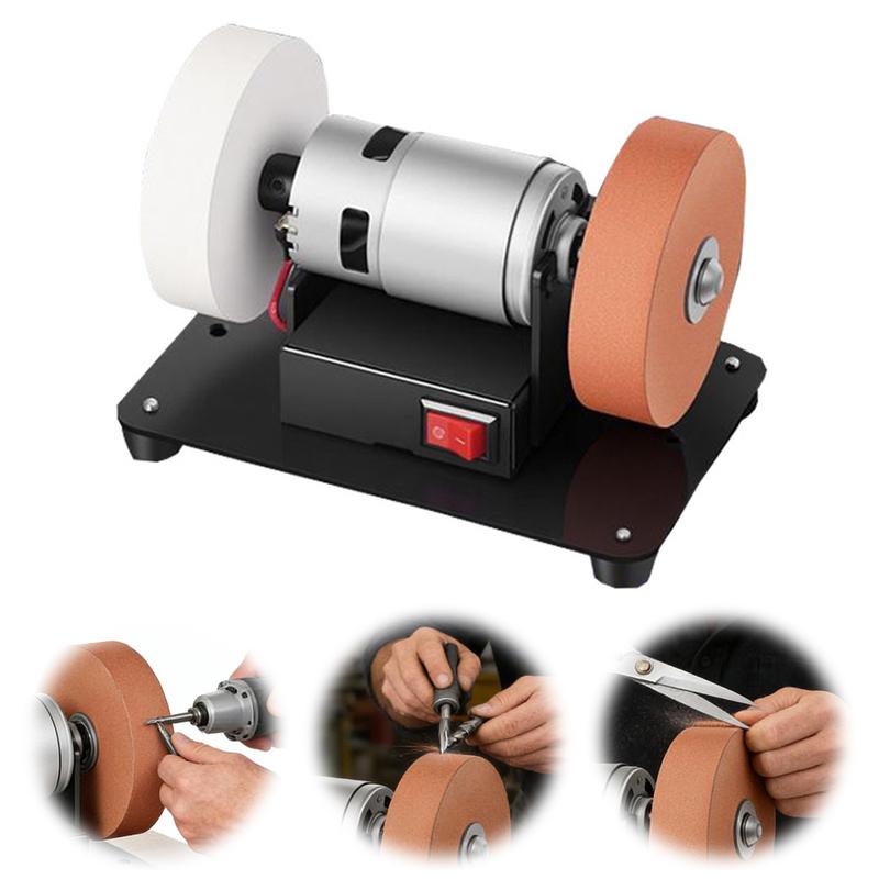 Electric Small Sander with 2 Wheels Electric Bench Grinder Sanding Machine 7 Adjustable Speed for Metal/Jewelry/Knives/Wood