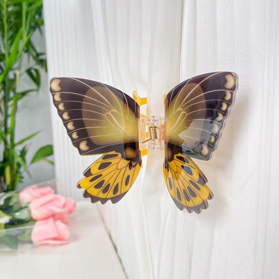 Women Hair Claw Colorful Imitation Butterflies Design Hair Clip Non-Slip Secure Grip Back Head Hair Clip Hair Accessories