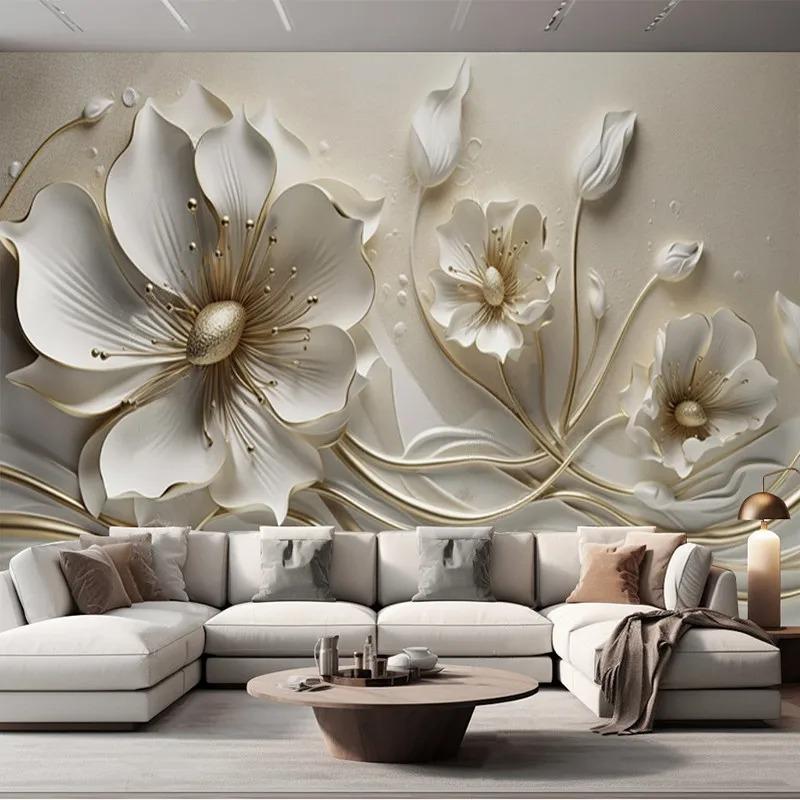 Light Luxury 3d Wallpaper Stereo Jewelry Flower Murals Tv Sofa Background Wall Mural Home Decor Fresco