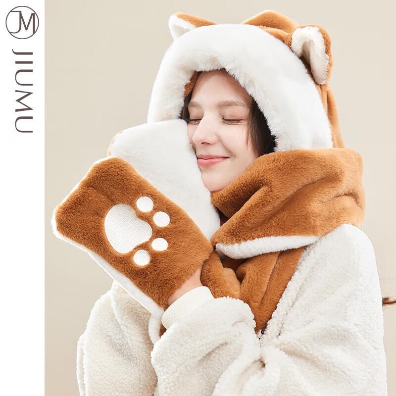 JIUMU Women's 3-in-1 Scarf, Hat, and Gloves Set